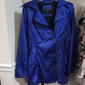 Guess Blue Blazer with Double Breasted Style and Notched Lapel